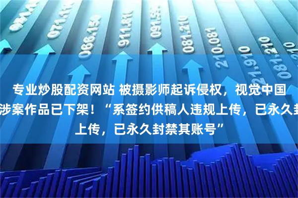 专业炒股配资网站 被摄影师起诉侵权，视觉中国公开致歉：涉案作品已下架！“系签约供稿人违规上传，已永久封禁其账号”